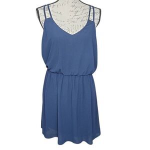 By & By Women's Size XL Navy Yellow Racerback Blouson Dress